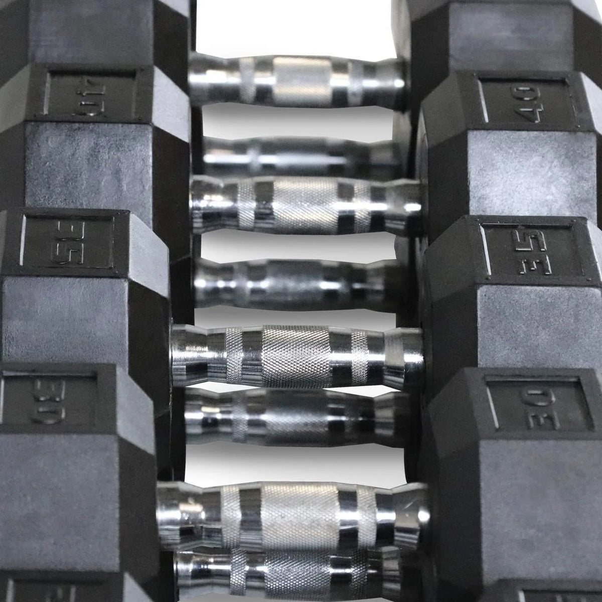 Rubber Coated Hex Dumbbell Set With Storage Rack J62322