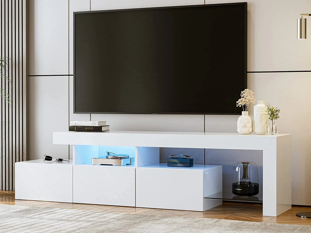 White High Glossy LED TV Stand with 3 Cabinets I87787