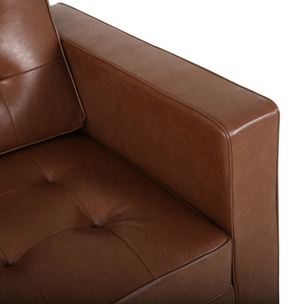 Cognac Brown Faux Leather 5 Seater Sectional Sofa Set K286