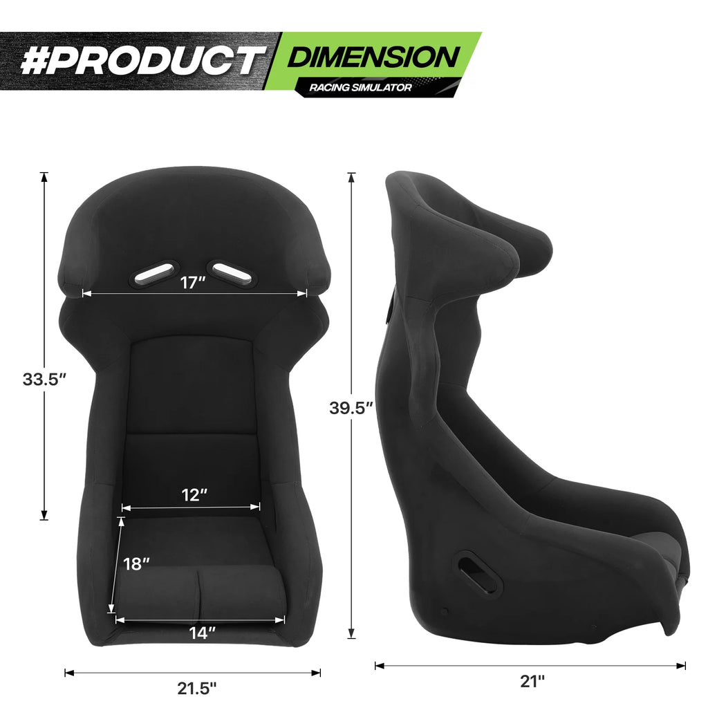 Black Racing Bucket Seat with Adjustable Slide & Angle Q484