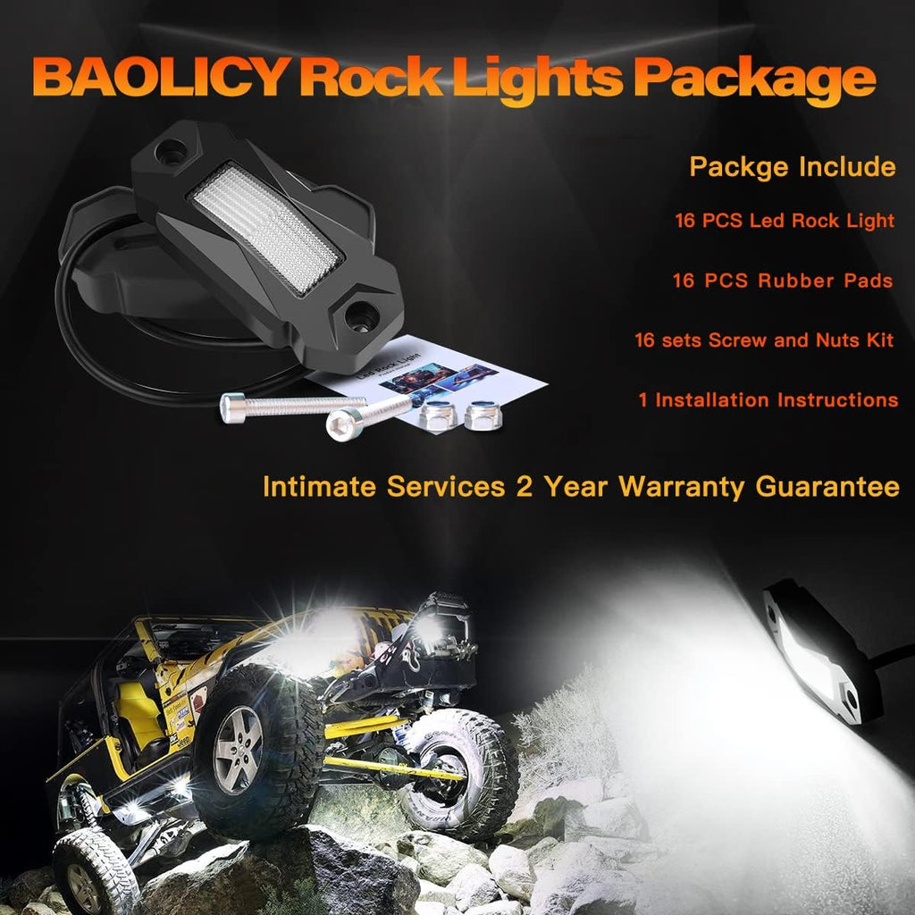 White 20Pods LED Rock Lights for Truck Boat Exterior K664571