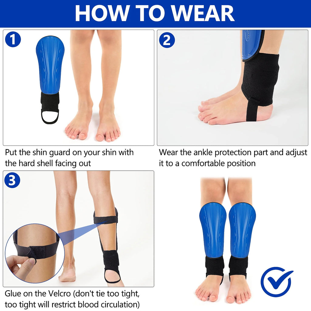 Children's Football Pads, Junior Football Leg Guards, Blue, Small R7346