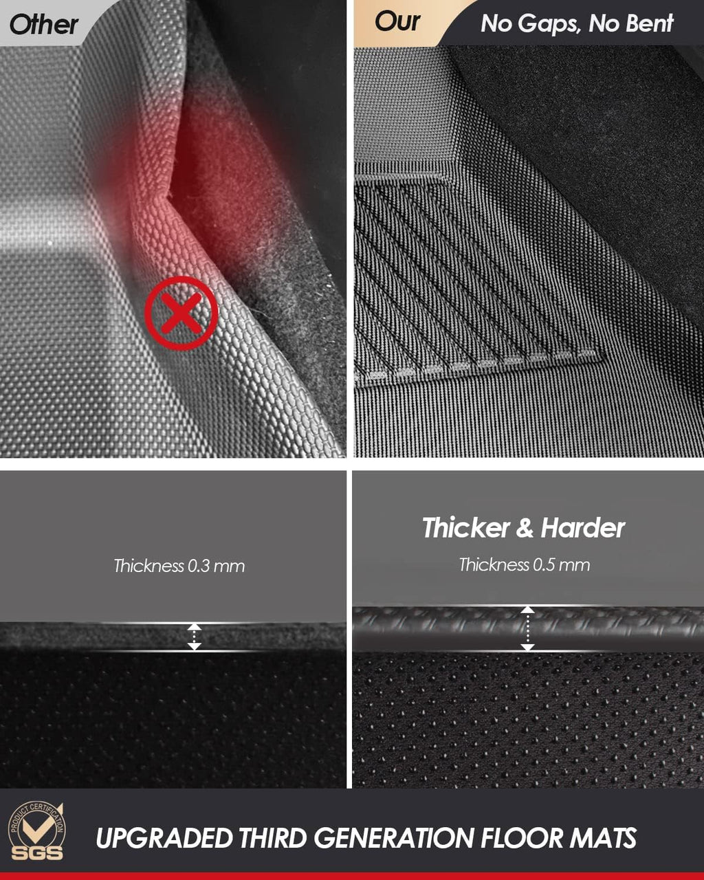 All Weather TPE Floor Mats Cargo Liner Trunk Mats 6 Pieces Q606396