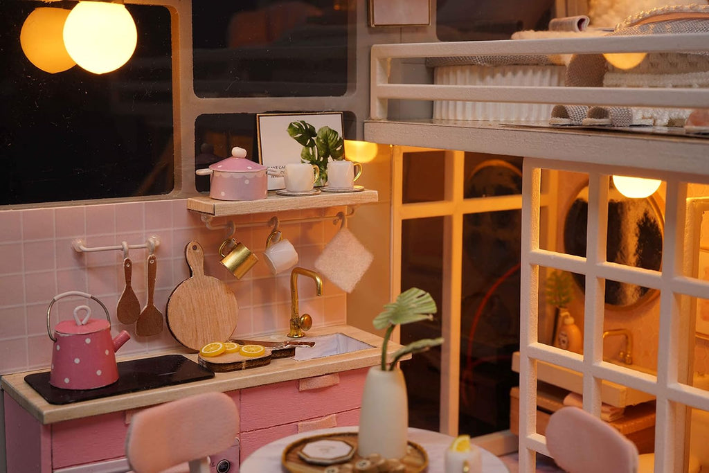 Miniature House DIY Kit with Furniture and Light L40679