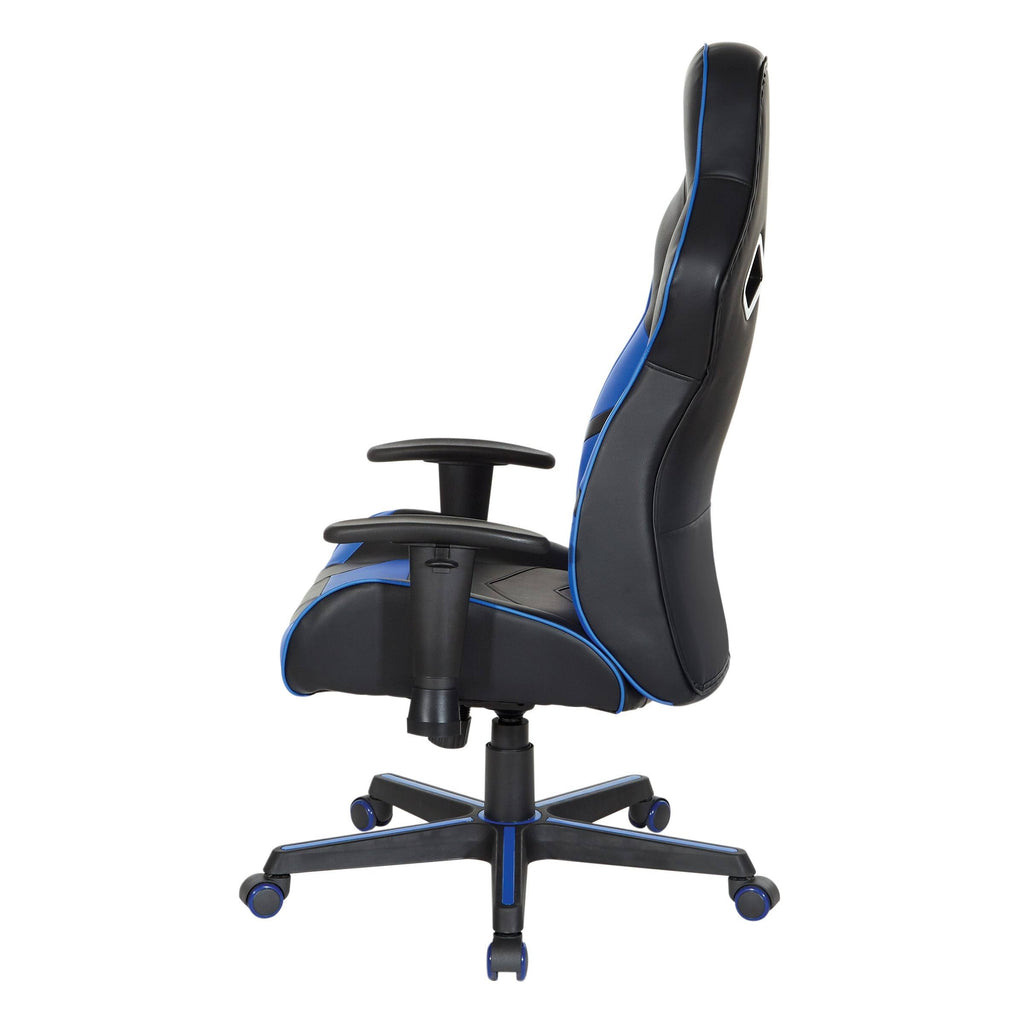 Black Faux Leather Gaming Chair with Blue Accents X577