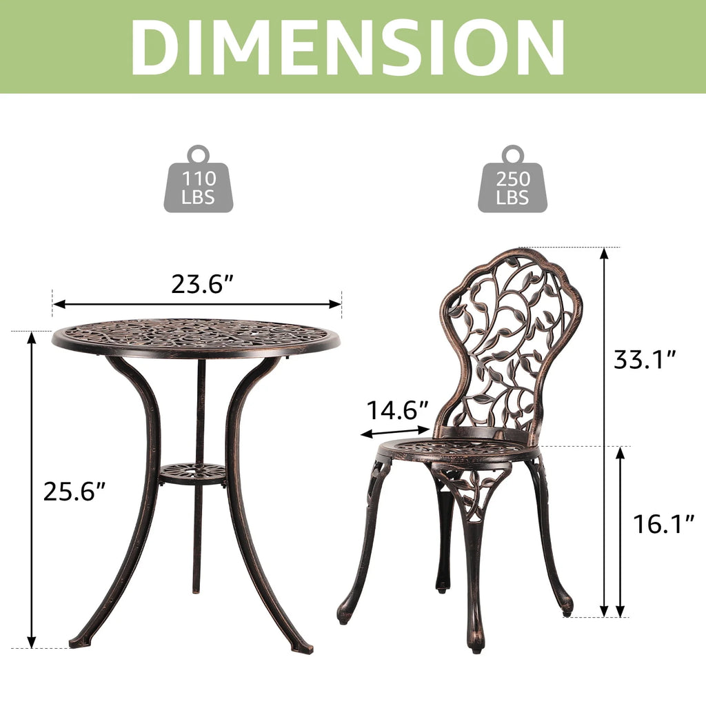 3-Piece Cast Aluminum Bistro Set with Umbrella Hole A848094