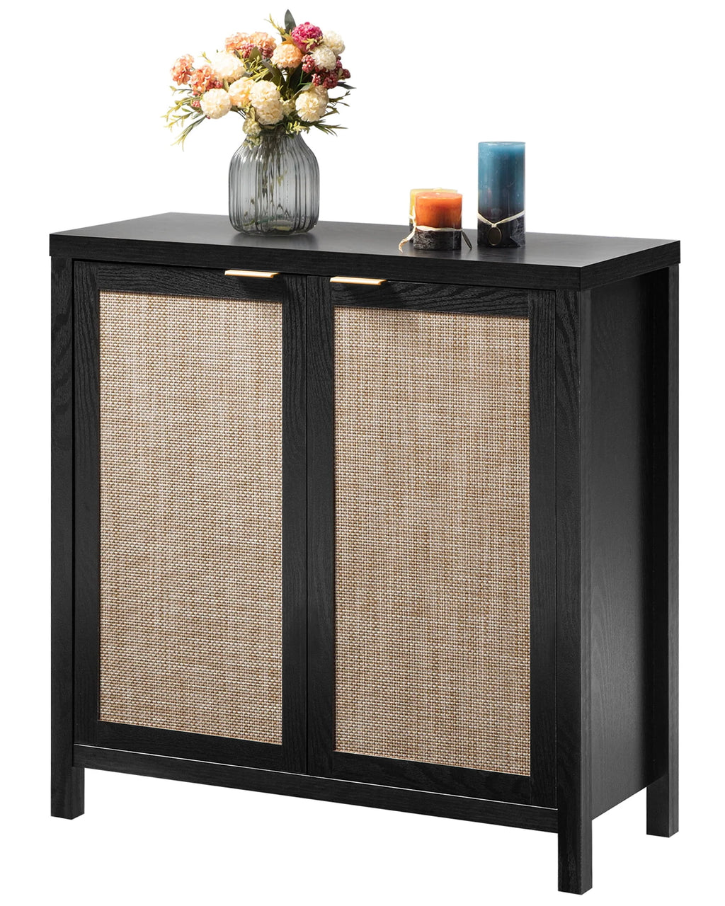 Set of 2 Rattan Cabinet with Doors W58980
