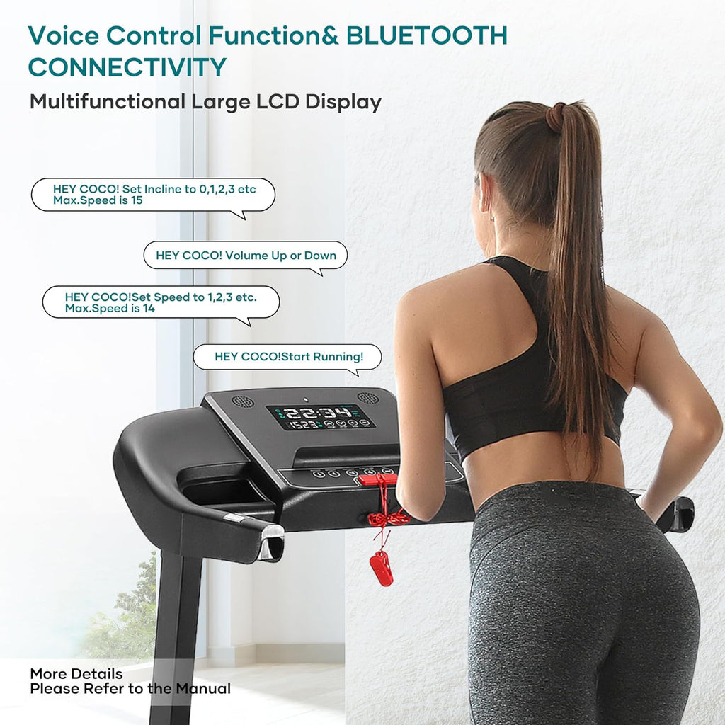 Foldable Treadmill with 15% Auto Incline and Bluetooth Speaker G347