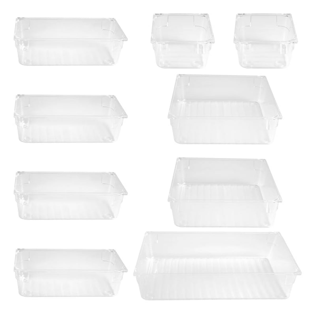 9 Pcs Clear Drawer Organizer Trays Assorted 4-Size Drawer Dividers Y998100