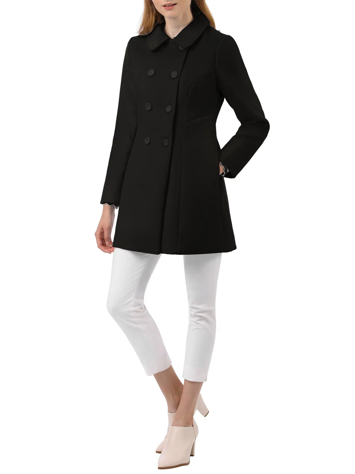 Black Double Breasted Winter Trench Coat O195250