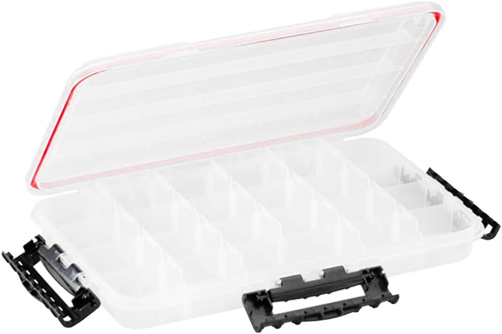Waterproof Tackle Box, 14" X 9" X 1.875", Clear/Red M8363