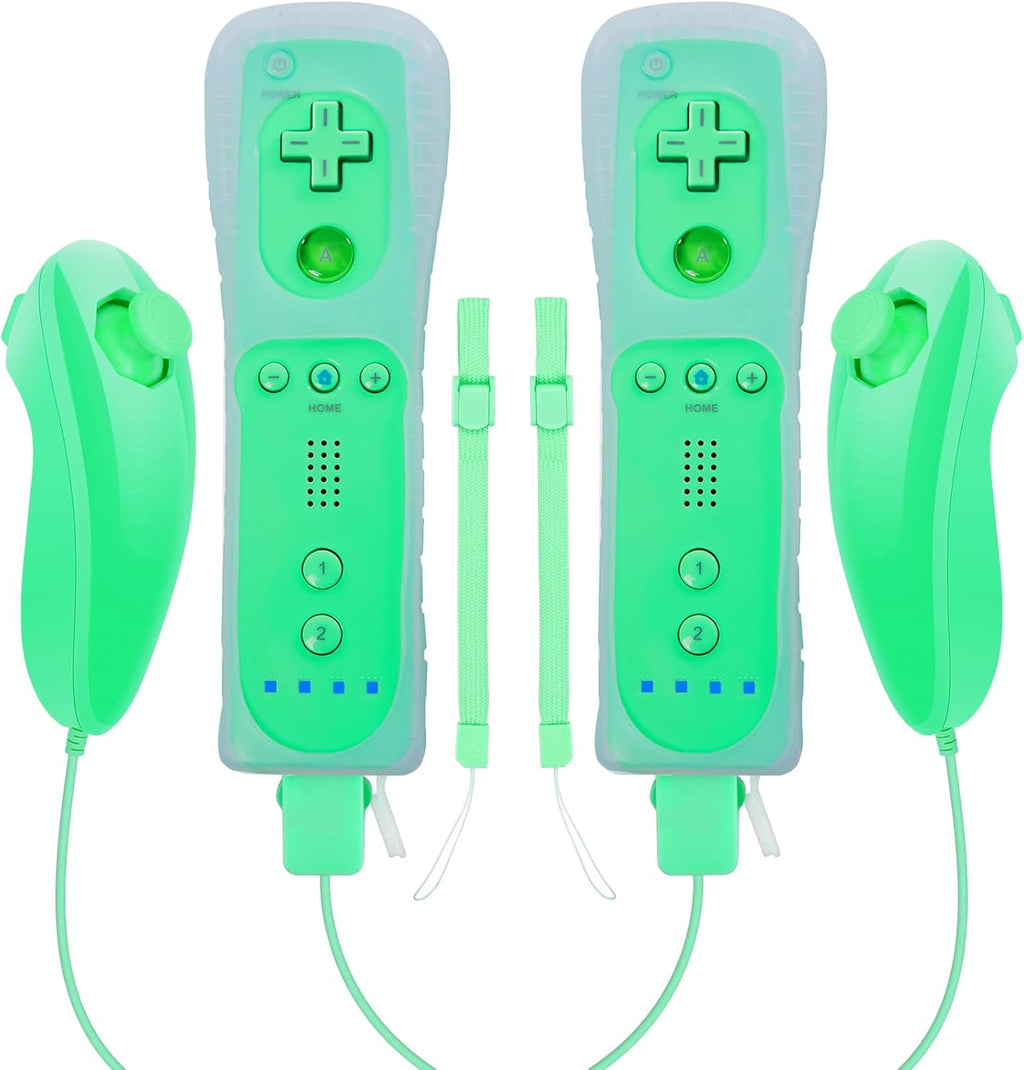 Wireless Controller and Nunchuck Joystick 2 Packs with Silicone Case and Wrist Strap Y114