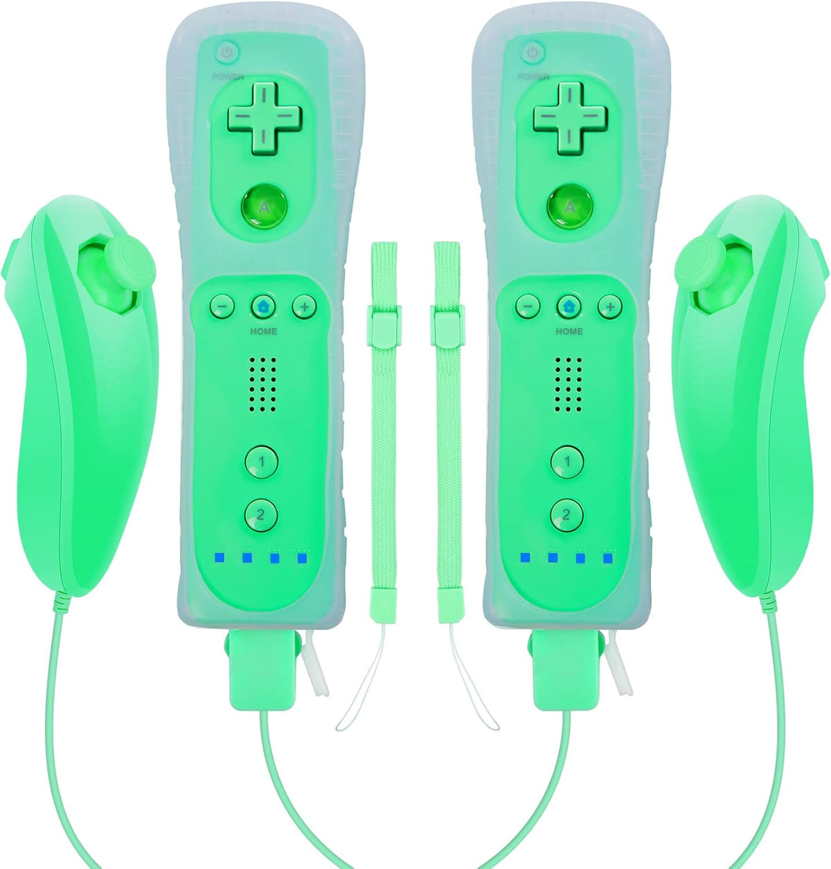 Wireless Controller and Nunchuck Joystick 2 Packs with Silicone Case and Wrist Strap Y114
