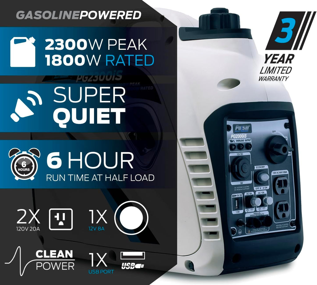 2,300W Portable Gas-Powered Inverter Generator D298