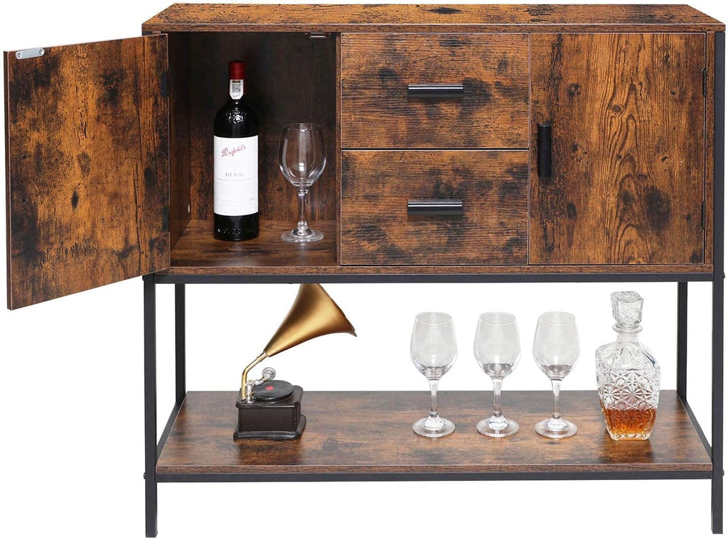 Rustic Brown Storage Cabinet with 2 Drawers and 1 Open Shelf A857906