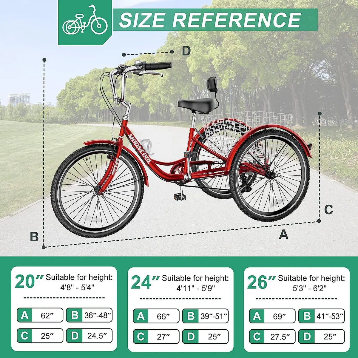 24 inch 7 Speed Adult Tricycle with Shopping Basket G480