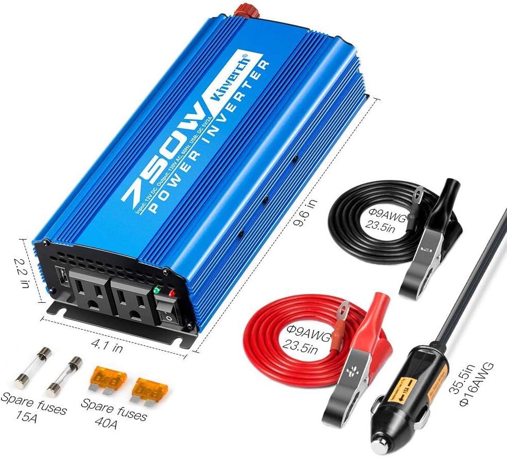 2000W Continuous 4000W Peak Power Inverter 3 AC Outlets 12V to 110V Car Converter with USB Port M337104