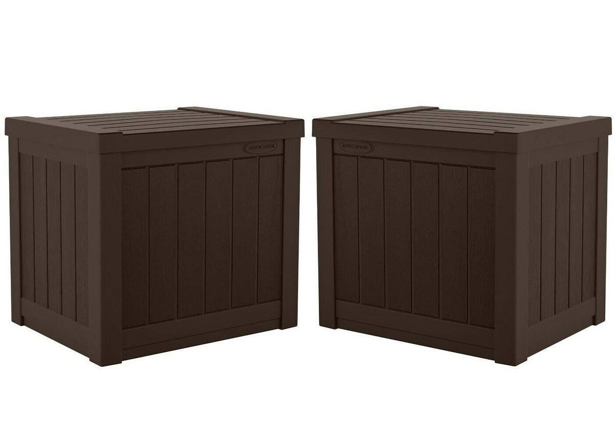 17 x 22 inch Resin 22-Gallon Patio Storage Deck Box, Java Brown (2 Pack) O246
