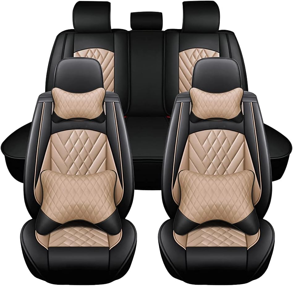 Leather Full Surround Car Seat Cover, 4 Seasons Universal, Fit for 5 Seats Cars/SUV/Vans U3150