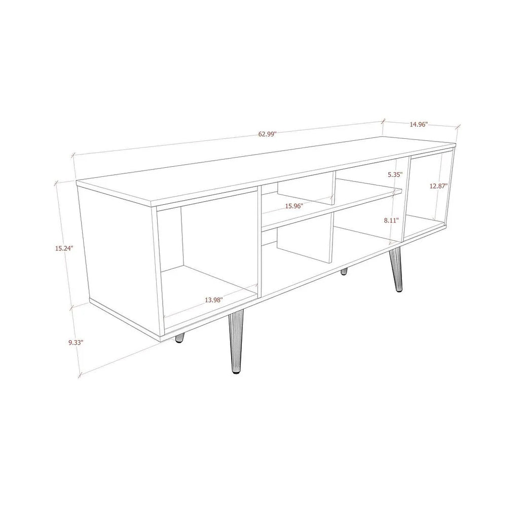 Black 63" TV Stand with 6 Shelves L8084