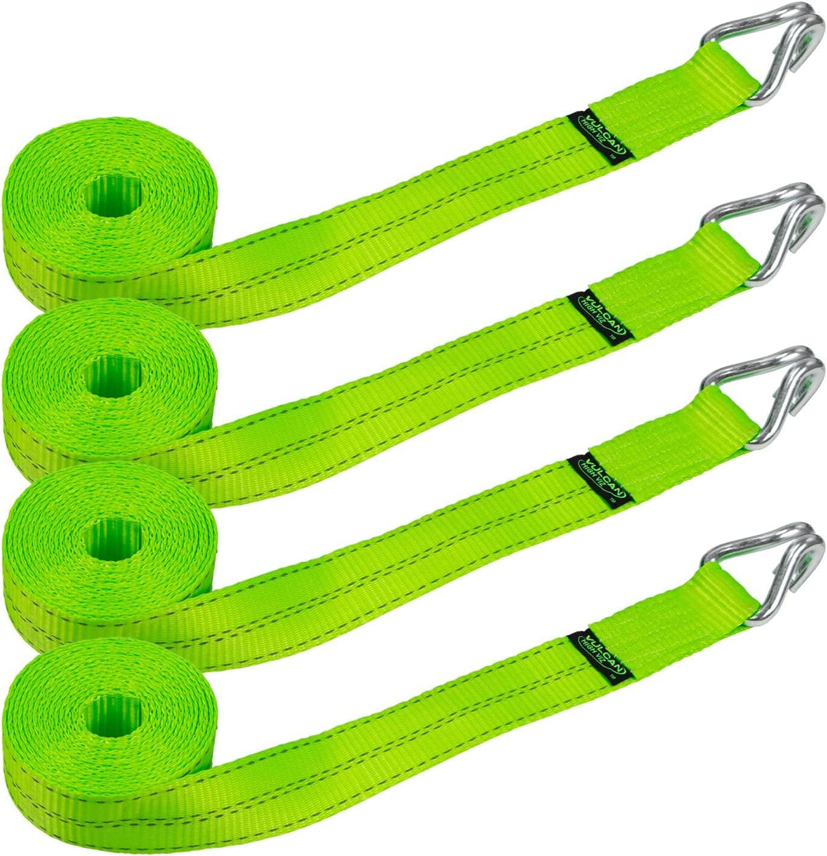 2 Inch x 15 Foot 4 Pack Winch Strap with Heavy Wire Hook W486