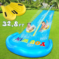 32.8FT Inflatable Water Slide with 2 Racing Lanes and 2 Bodyboards N12974