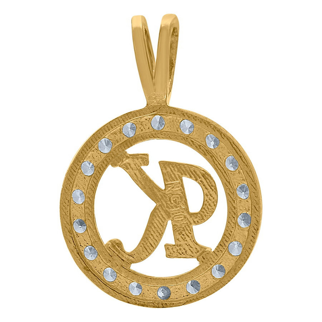 10k Two Tone Gold CZ Letter K Pendant Necklace U7103