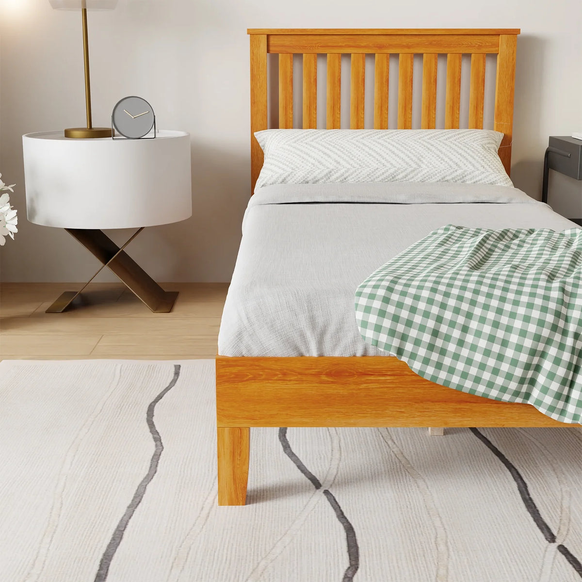 Wood Platform Bed Frame with Headboard Twin C37158