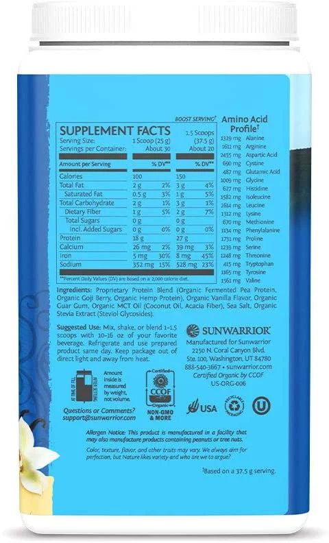 Organic Vanilla Plant Protein Powder with BCAA, 750g H220765