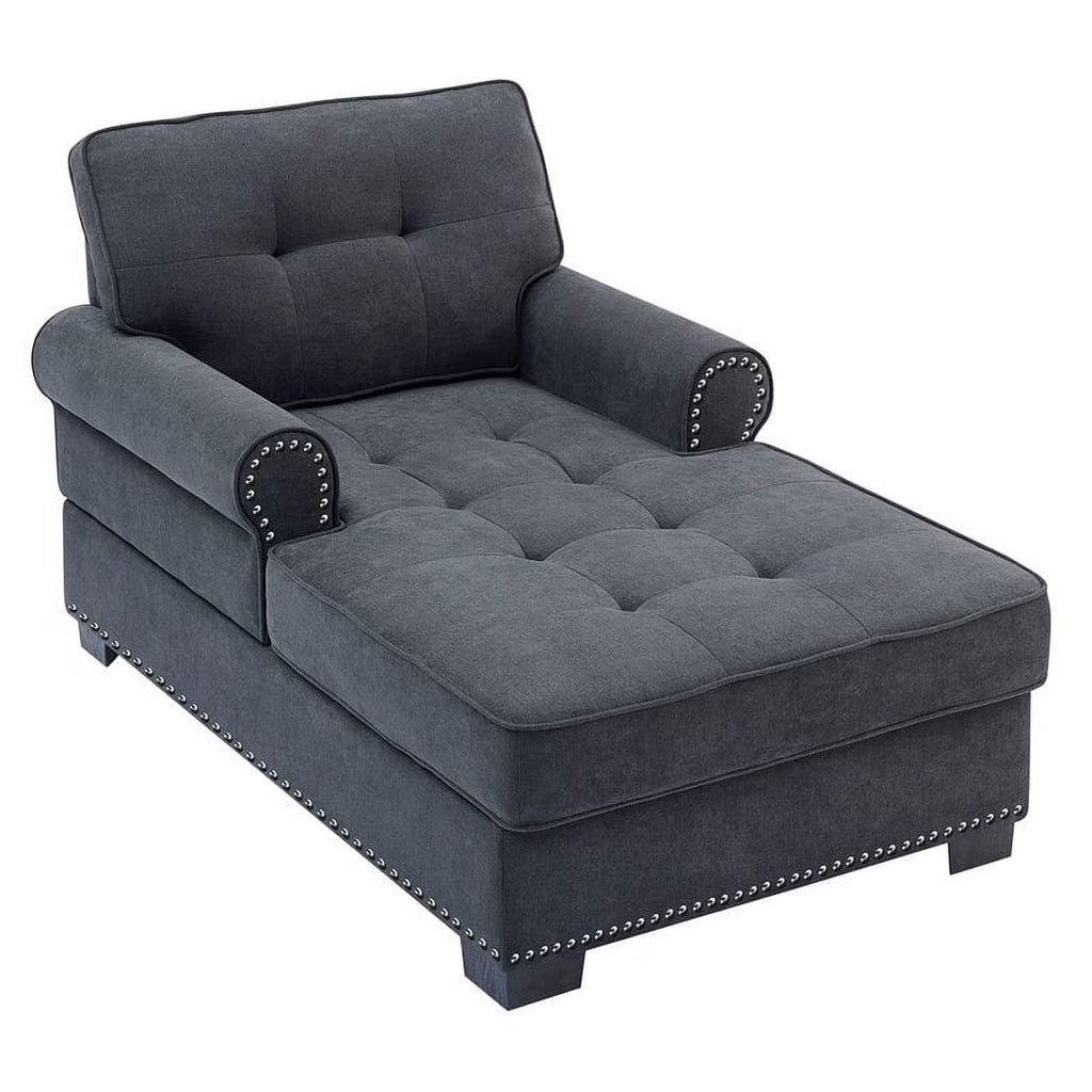 Gray Linen Fabric Indoor Chaise Lounge M812486