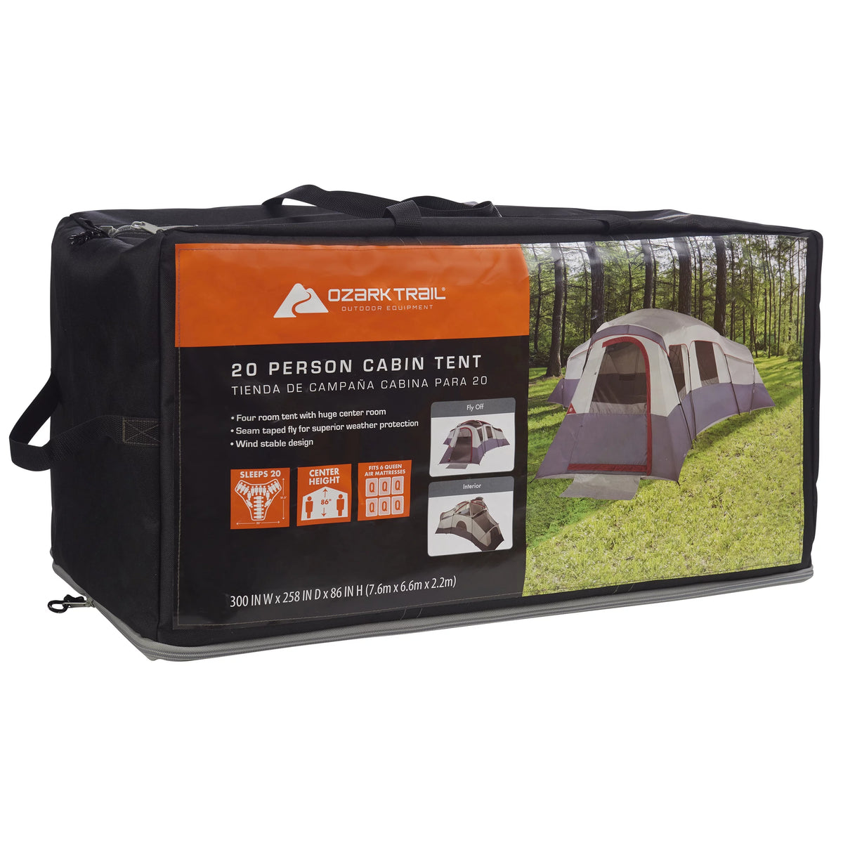20-Person 4-Room Cabin Tent with 3 Separate Entrances I823