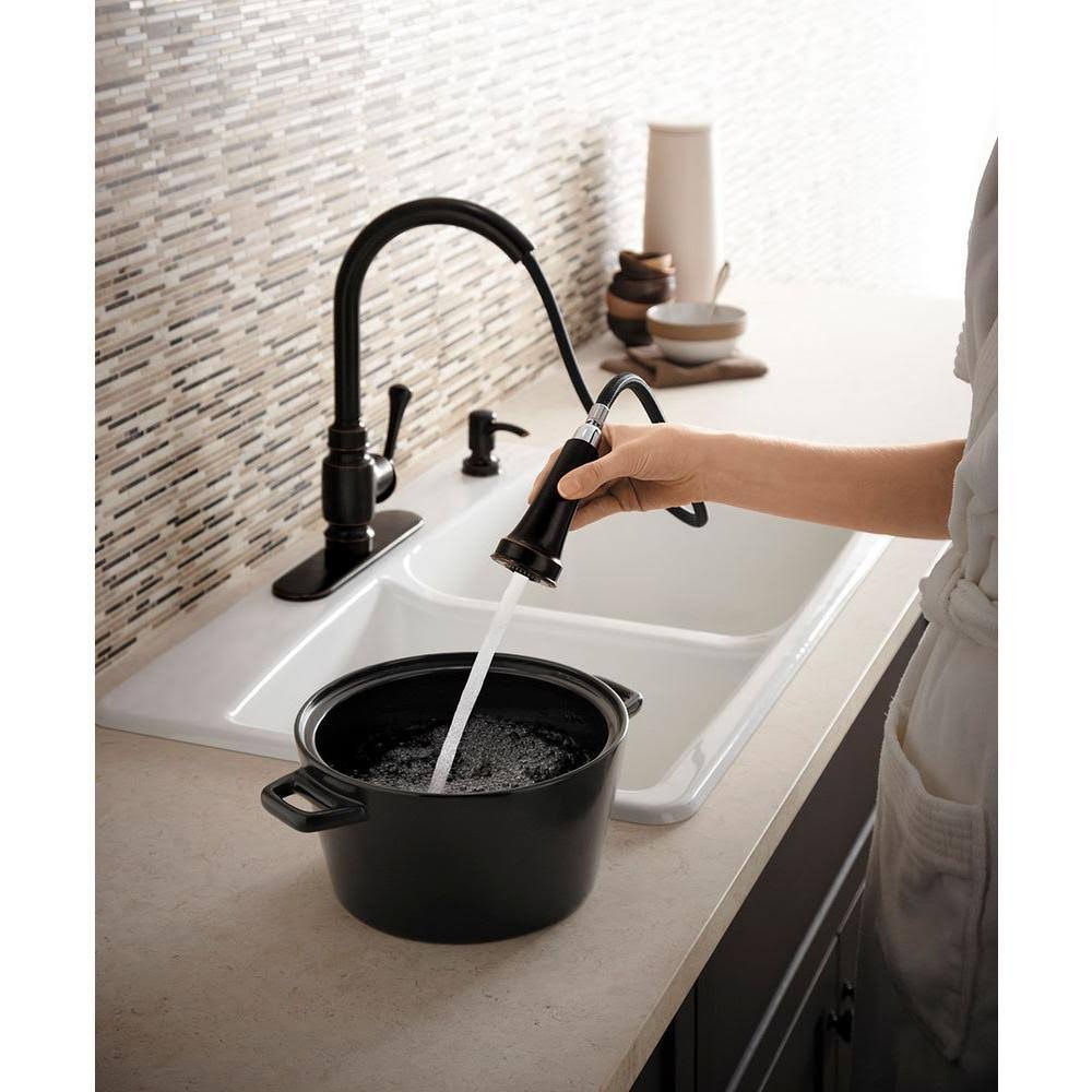 Oil Rubbed Bronze Pull-Down Kitchen Faucet W193