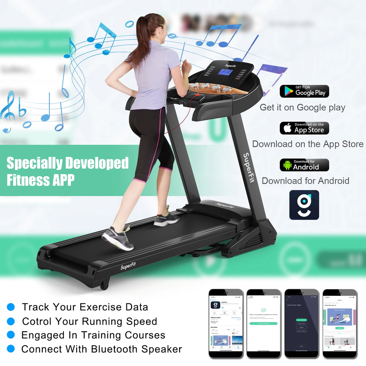 3.75HP Folding Treadmill with 15% Automatic Incline H532