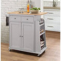 Gray Kitchen Cart with Solid Wood Top P553327