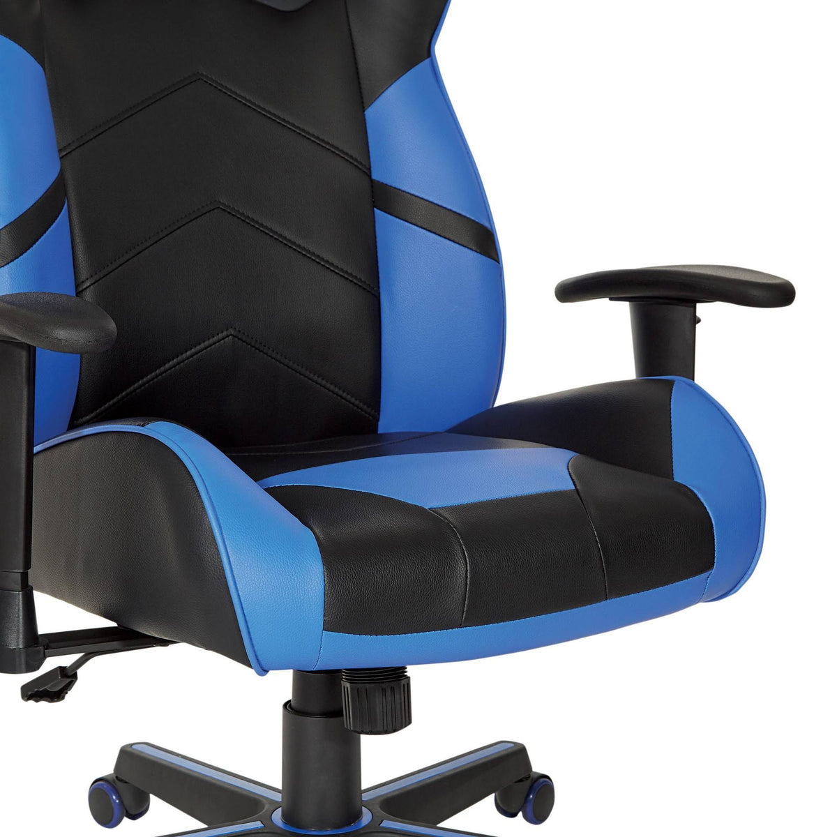 Black Faux Leather Gaming Chair with Blue Accents X577