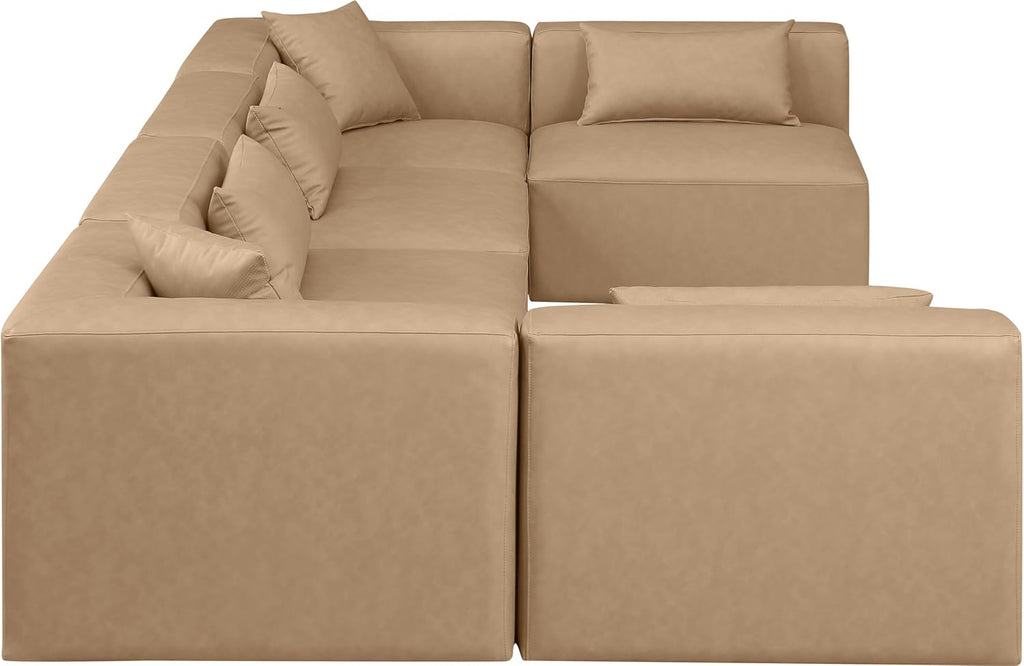 Tan Vegan Leather Modular Sectional X703
