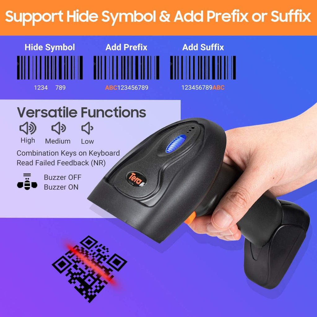 Wireless 1D 2D QR Barcode Scanner with Cradle, Pack of 2 M50539