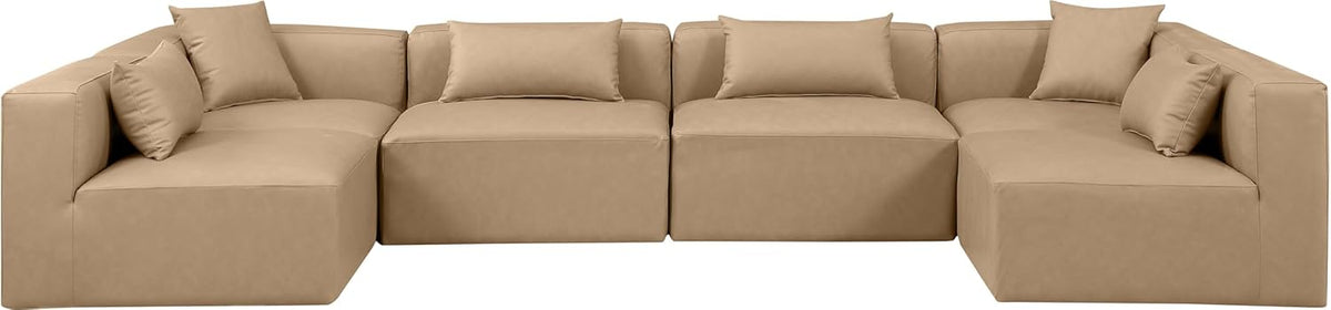 Tan Vegan Leather Modular Sectional X703