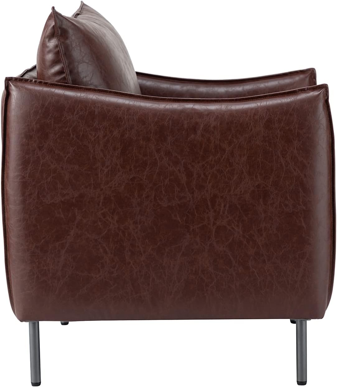 Brown Faux Leather Armchair with Moveable Cushion P137