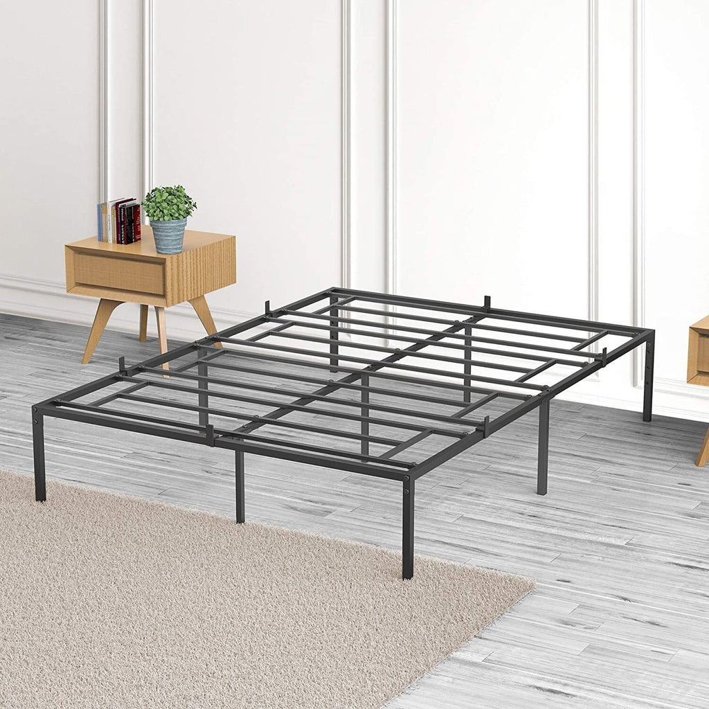 Metal Platform Bed Frame, Heavy-Duty Steel Slats, Black, Twin V298618