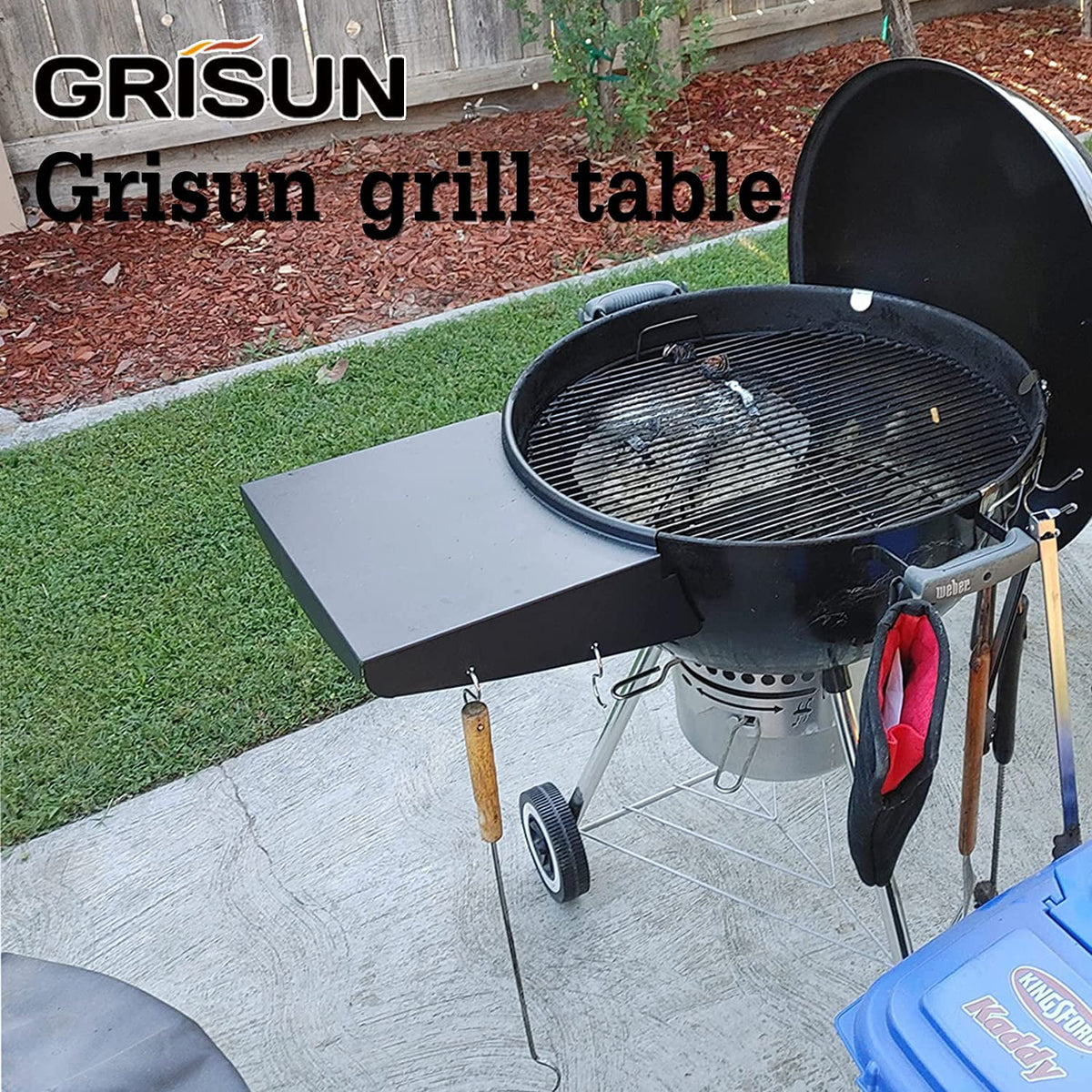 Black Powder Coated Steel Grill Table Shelf X52786
