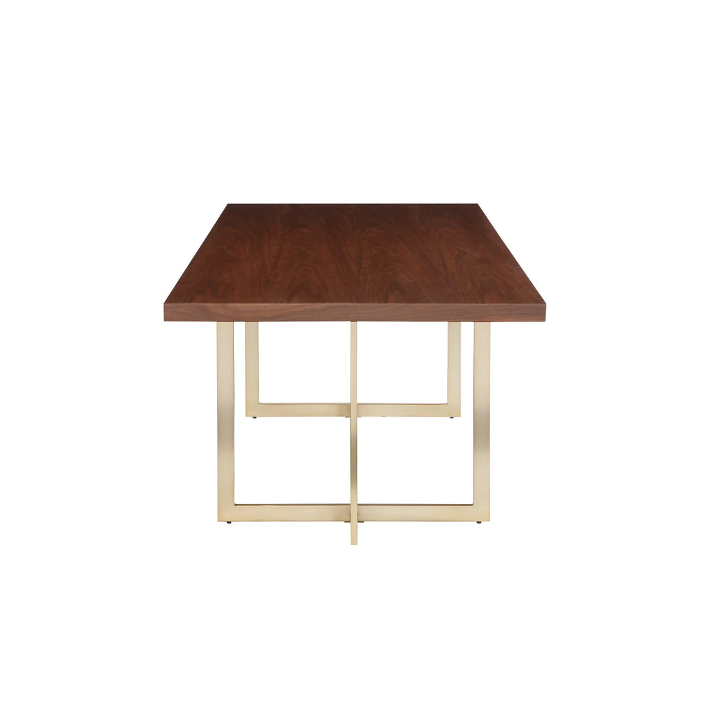 71"x35.5"x30" Walnut Veneer Top Dining Table with Metal Base X894931