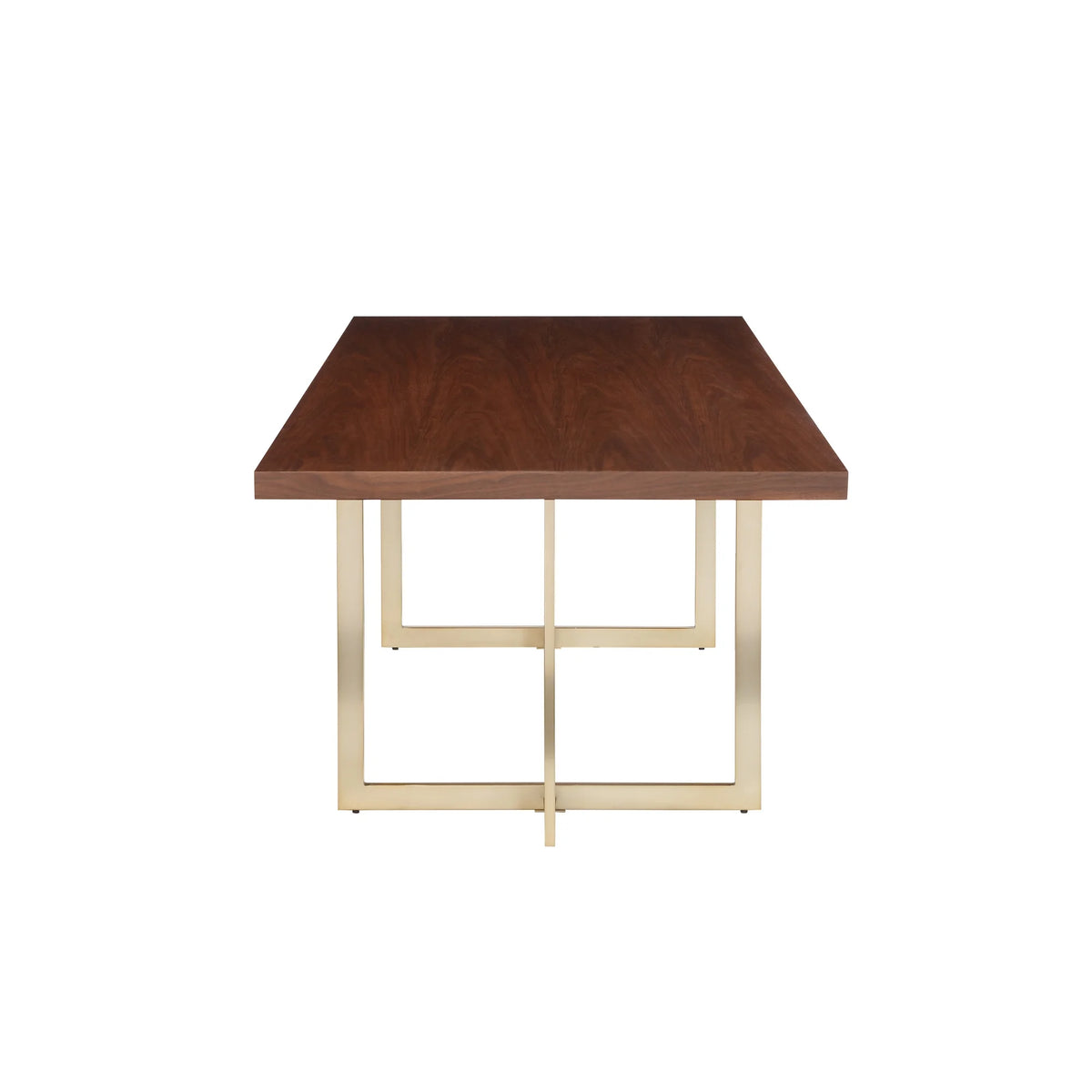 71"x35.5"x30" Walnut Veneer Top Dining Table with Metal Base X894931