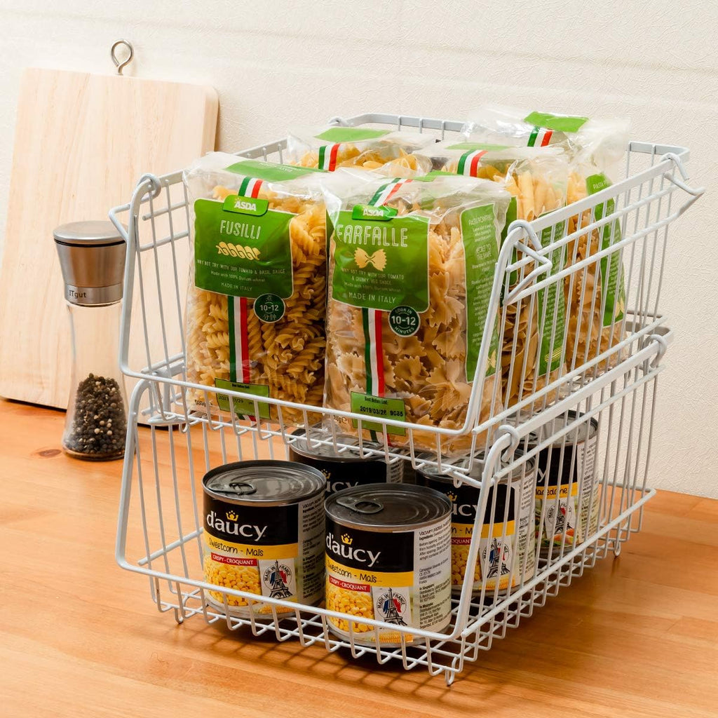 Large Metal Wire Stacking Baskets Set of 2 P8303