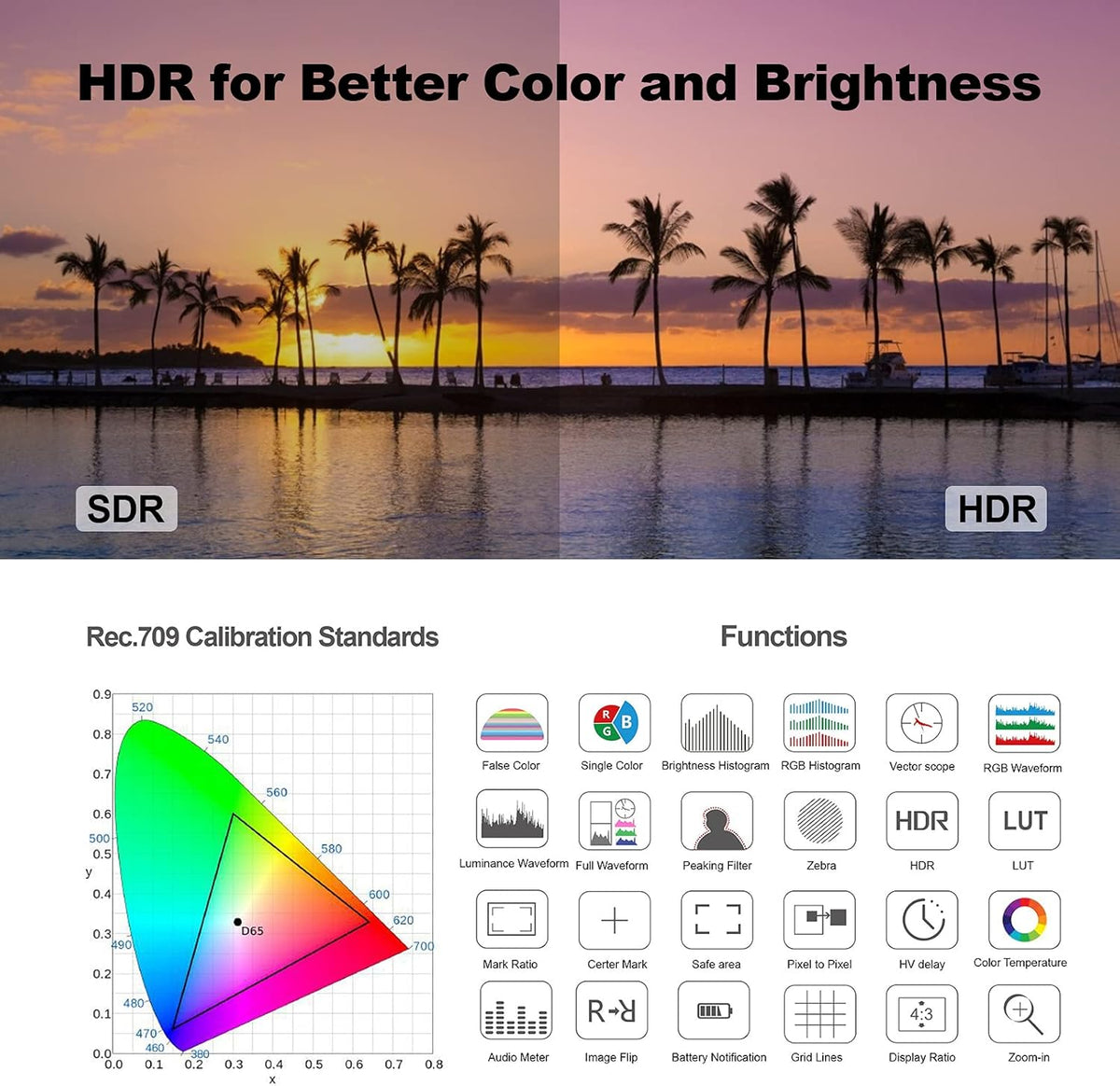 5.5 inch Touch Screen Camera Monitor with HDR K453