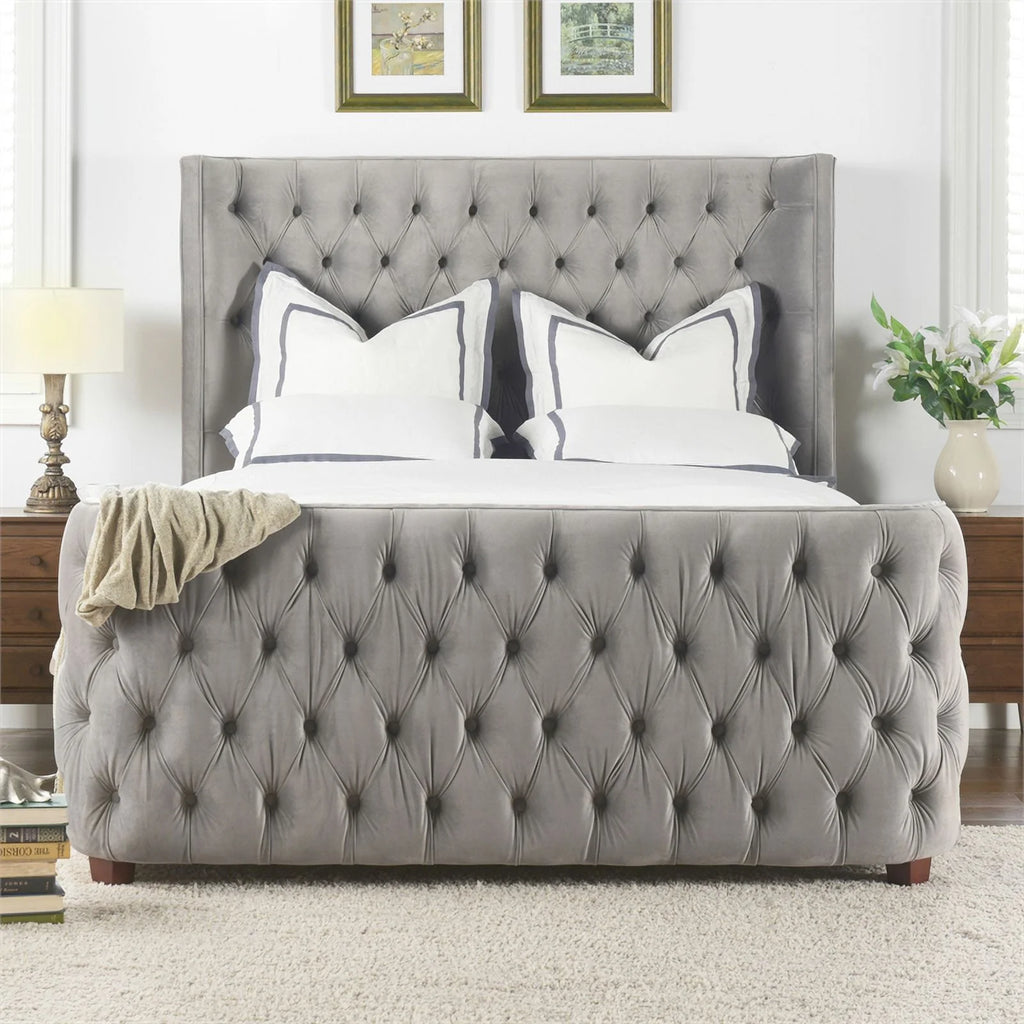 Queen Tufted Velvet Bed F879051