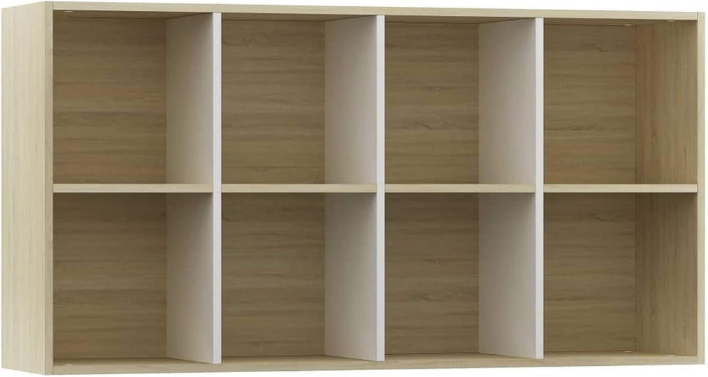 White and Sonoma Oak Book Cabinet Sideboard 26inch x11.8inch x51.2inch E66302