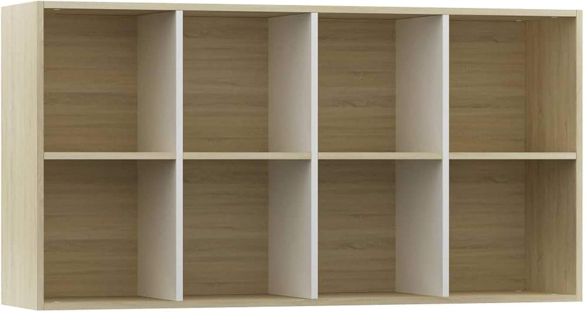 White and Sonoma Oak Book Cabinet Sideboard 26inch x11.8inch x51.2inch E66302