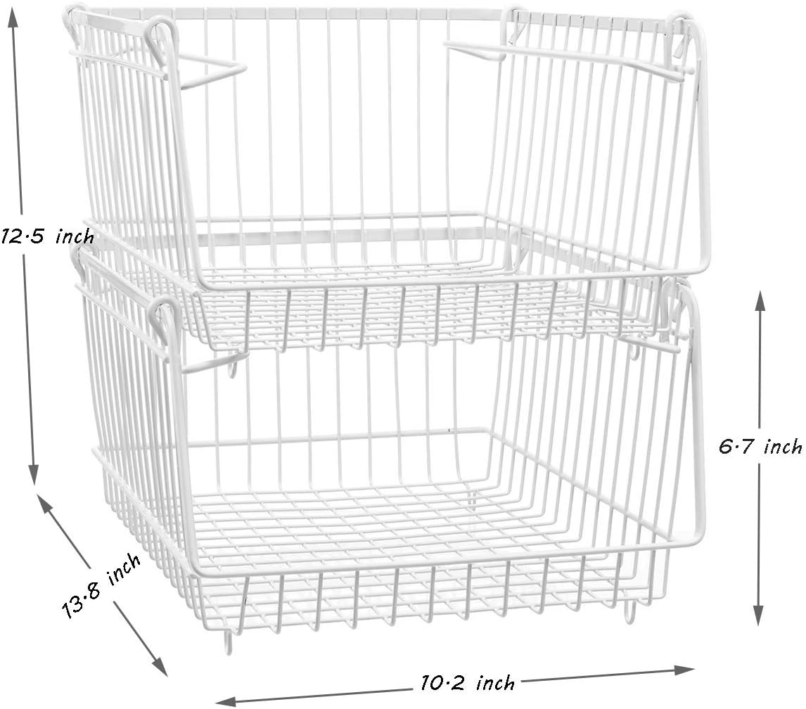 Large Metal Wire Stacking Baskets Set of 2 P8303