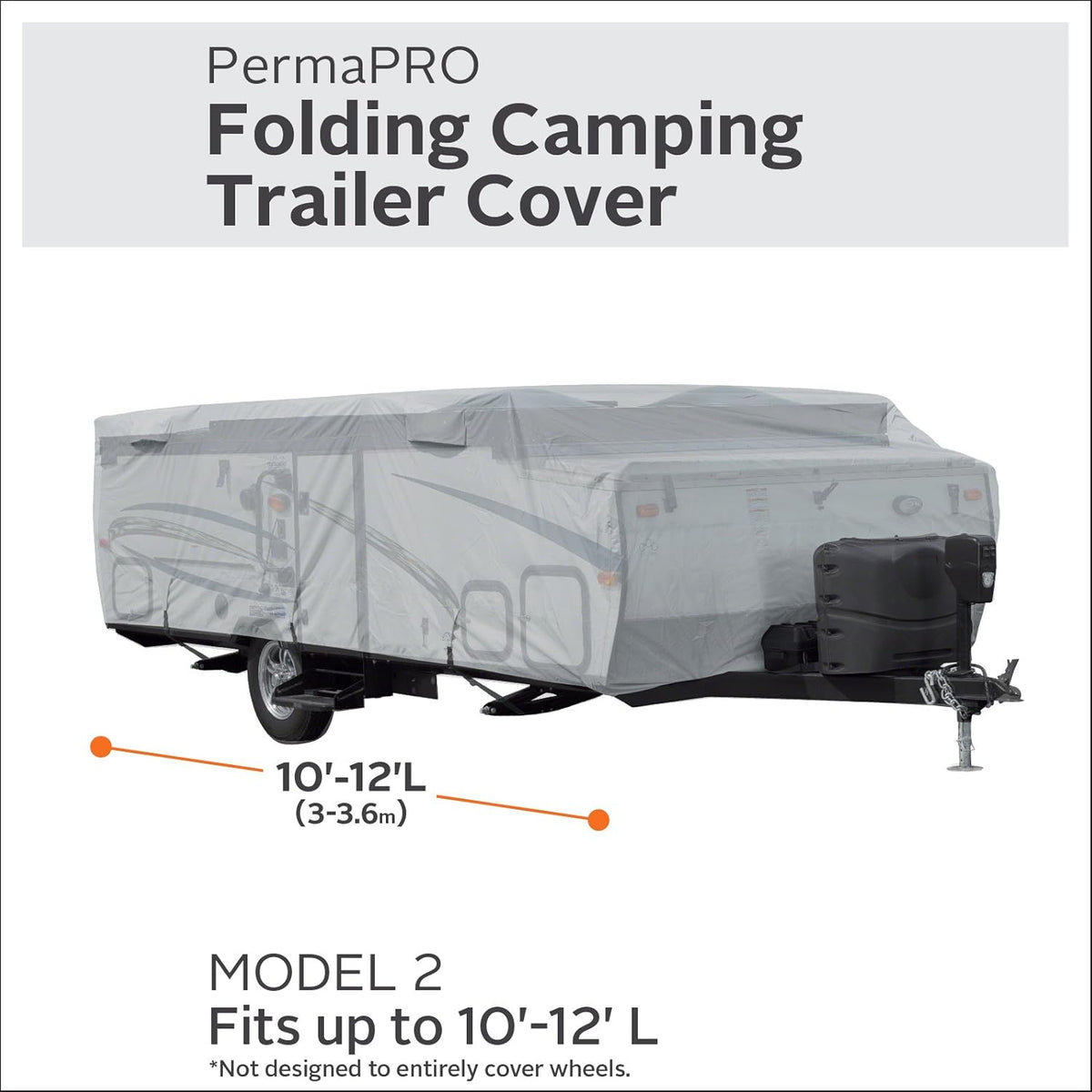 Folding Camping Trailer Cover, Fits 10' - 12'L Trailers E3432